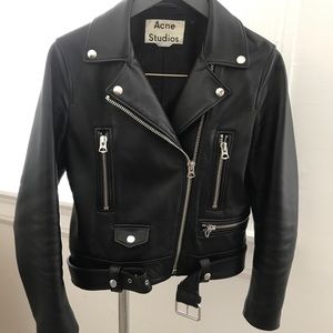 Acne Leather Motorcycle Jacket sz 36/ small black